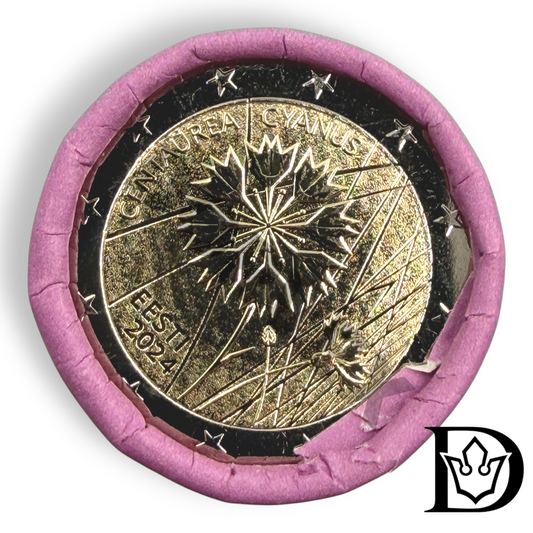 2024 Estonia 2 Euro Coin Roll National Flower Corn Flower 2€ x 25 UNC