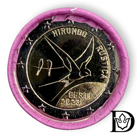 2023 Estonia 2 Euro Coin Roll UNC 2 € x 25 National Bird Barn Swallow