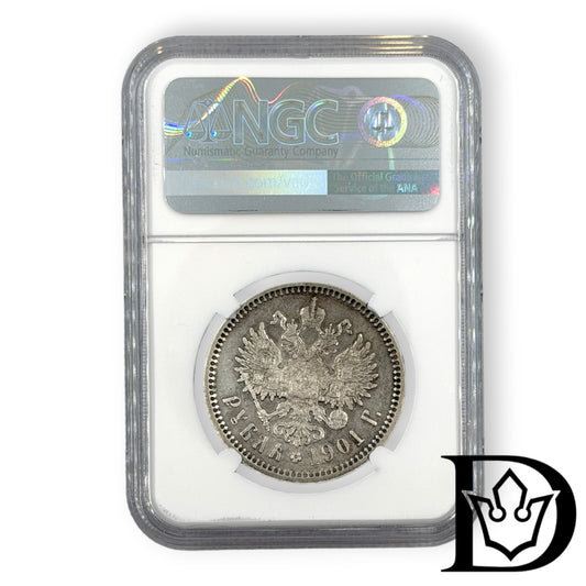 1901 O3 Tsar Russia Silver Ruble NGC Graded XF DETAILS Nicholas II