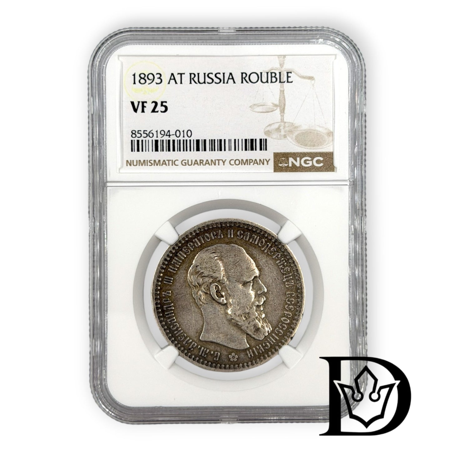 1893 AT Russia Silver Rouble NGC VF 25
